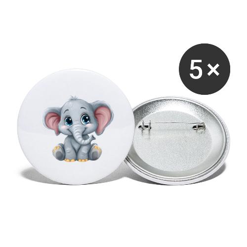 Sweet Cartoon Baby Elephant with Big Eyes - Buttons small 1'' (5-pack)