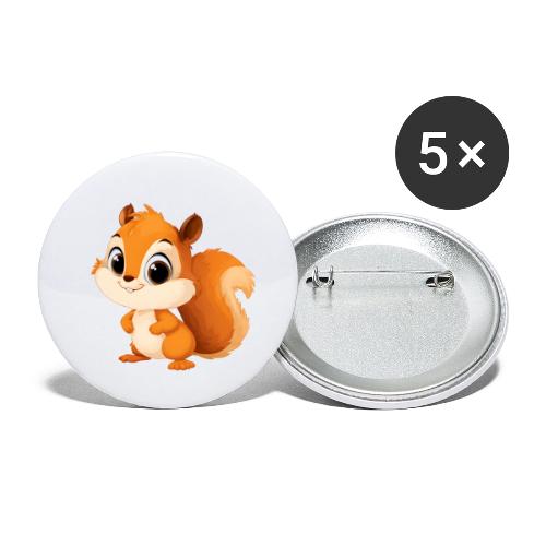 Playful Cartoon Squirrel with Big Innocent Eyes - Buttons small 1'' (5-pack)