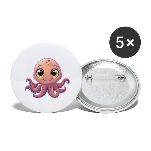 Cute Cartoon Baby Octopus with Big Eyes - Buttons small 1'' (5-pack)