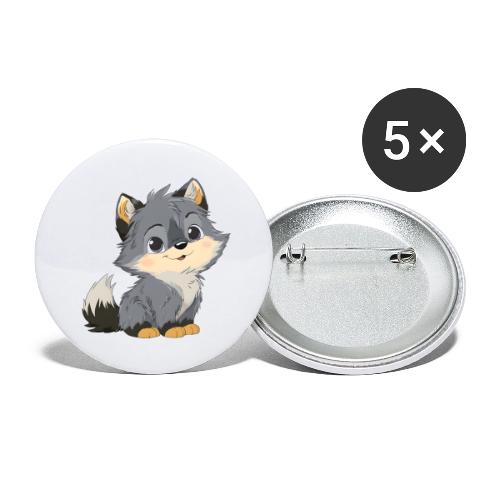 Cute Cartoon Baby Wolf with Innocent Eyes - Buttons small 1'' (5-pack)