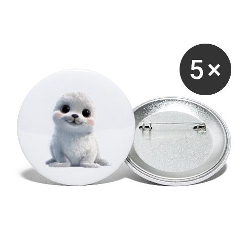 Cute White Cartoon Baby Sea Lion - Buttons small 1'' (5-pack)