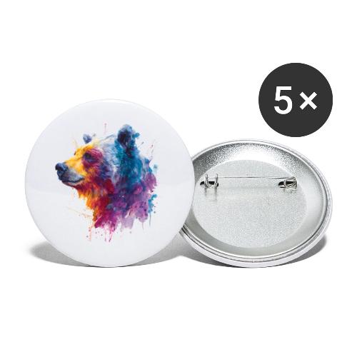 Watercolor Bear Portrait - Buttons small 1'' (5-pack)