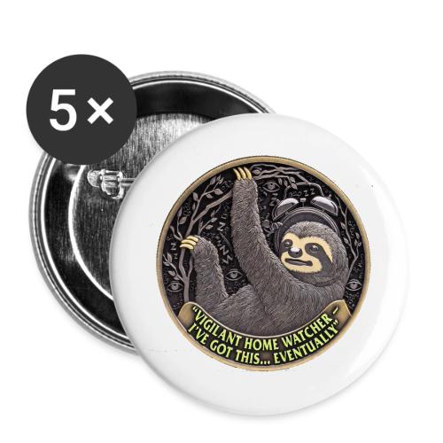 Sloth Home Watcher T Shirt - Buttons small 1'' (5-pack)