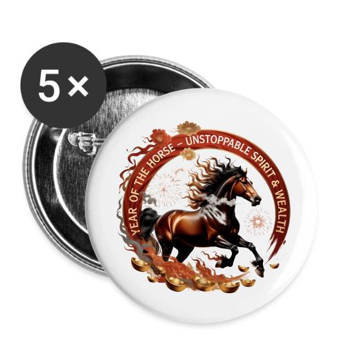 Year of the Horse Fiery Spirit T Shirt, Lunar New - Buttons small 1'' (5-pack)