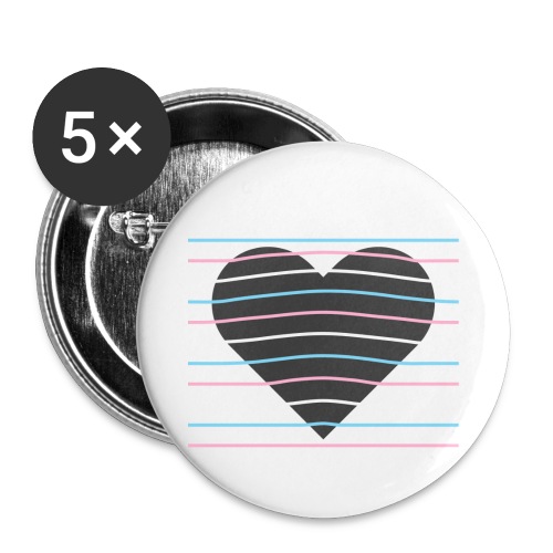 Trans Heart - Buttons small 1'' (5-pack)