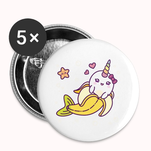 Banarwhal - Banana Peel With Tiny Narwhal - Buttons small 1'' (5-pack)