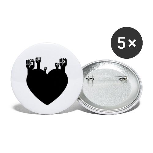 Fist Heart Blk - Buttons small 1'' (5-pack)