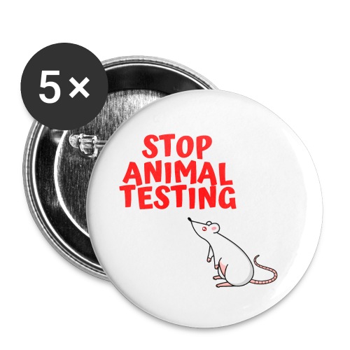 STOP ANIMAL TESTING - Defenseless Laboratory Mouse - Buttons small 1'' (5-pack)