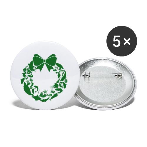 Christmas Season Wreath, Green - Buttons small 1'' (5-pack)