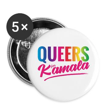 Queers for Kamala - Buttons small 1'' (5-pack) - white