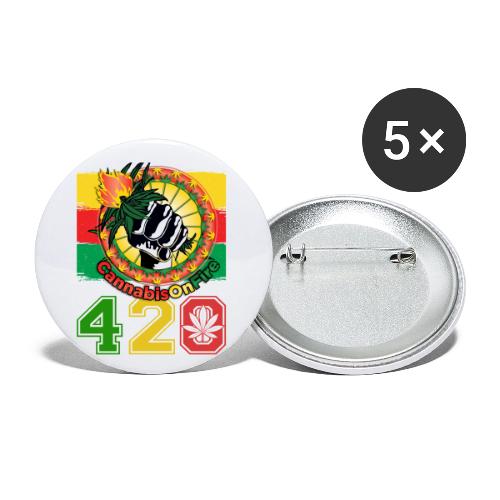 Antic 420 OnFire Herb Weed Marijuana Design - Buttons small 1'' (5-pack)