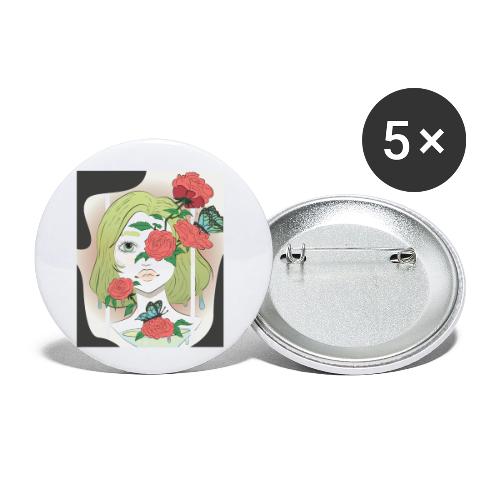 Girl with Rose Vine - Buttons small 1'' (5-pack)
