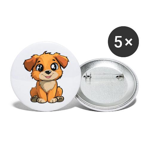 Cute Sitting Puppy Cartoon with Big Eyes - Buttons small 1'' (5-pack)
