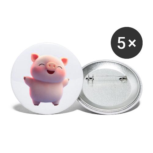 Cute Cartoon Baby Pig Standing Arms Up - Buttons small 1'' (5-pack)