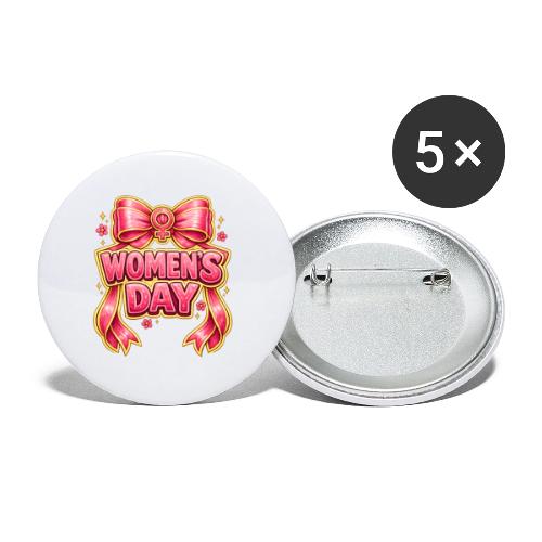 Cute Pink Bow Women’s Day Feminist Symbol - Buttons small 1'' (5-pack)