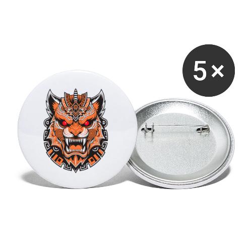 Tribal Demon Wolf Mask - Buttons small 1'' (5-pack)