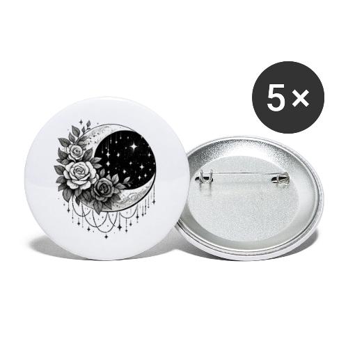 Crescent Moon Floral - Buttons small 1'' (5-pack)