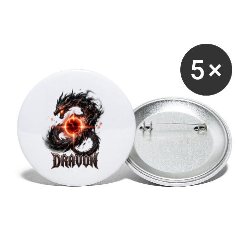 Dravon Fire Dragon Dark Fantasy Graphic T-Shirt - Buttons small 1'' (5-pack)