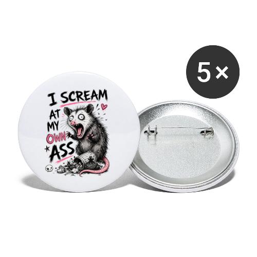 Funny Opossum Screaming Graphic Tee - Buttons small 1'' (5-pack)