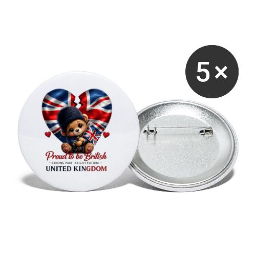 Proud to Be British Teddy Bear UK Patriot Gift - Buttons small 1'' (5-pack)