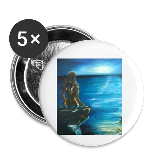 Mermaid over looking the sea - Buttons small 1'' (5-pack)