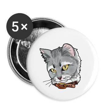 Siberian cat face cats kitty funny gift cartoon - Buttons small 1'' (5-pack) - white