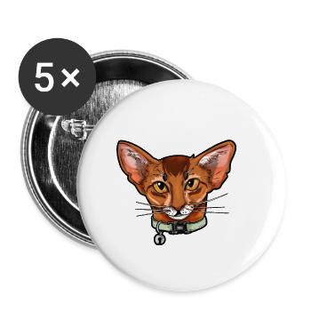 Abyssinian cat face Cats funny cute sweet gift - Buttons small 1'' (5-pack) - white