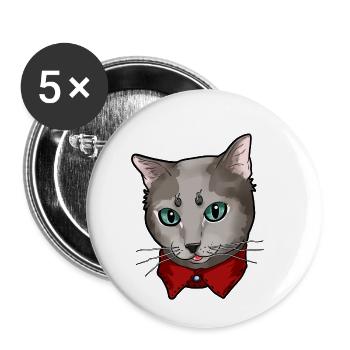 Russian Blue Cat Face Cats Cute funny gift present - Buttons small 1'' (5-pack) - white