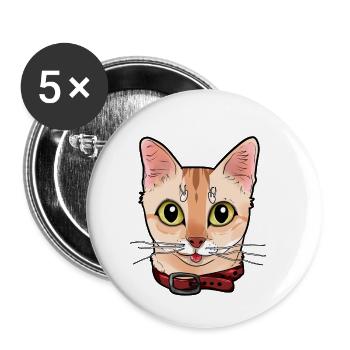 Singapura cat face Cats Kitty funny Comic Cartoon - Buttons small 1'' (5-pack) - white