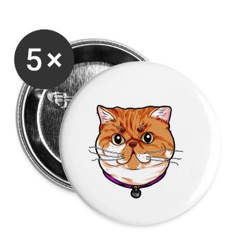 Exotic Shorthair Cat Cats Face Cute Sweet Cartoon - Buttons small 1'' (5-pack) - white