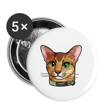 Chausie Cat Cats Kitty Cartoon Comic Gift Face - Buttons small 1'' (5-pack) - white