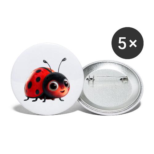 Adorable Cartoon Ladybug with Big Eyes - Buttons small 1'' (5-pack)