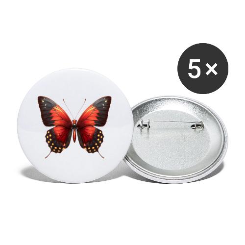Bright Red, Black, and Yellow Butterfly - Buttons small 1'' (5-pack)