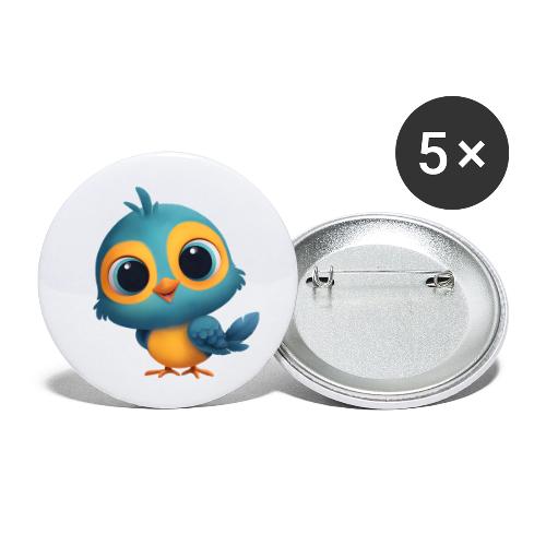 Joyful Cartoon Bird Standing in Yellow and Blue - Buttons small 1'' (5-pack)