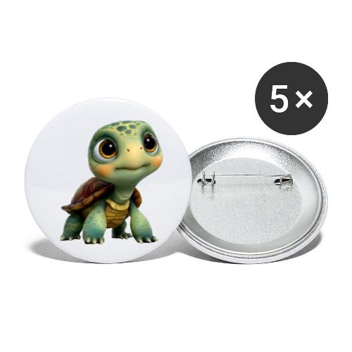 Adorable Cartoon Baby Turtle with Big Eyes - Buttons small 1'' (5-pack)