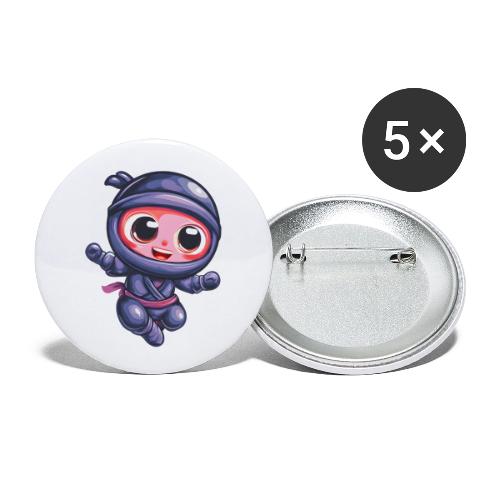 Joyful Cartoon Baby Ninja Jumping in Action - Buttons small 1'' (5-pack)
