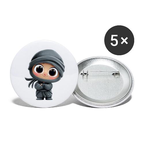 Cute Cartoon Baby Ninja Standing with Big Smile - Buttons small 1'' (5-pack)