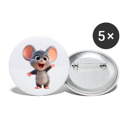 Joyful Cartoon Baby Mouse Arms Up - Buttons small 1'' (5-pack)