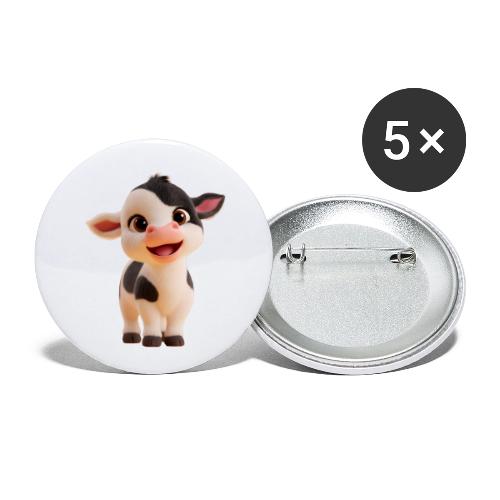 Joyful Cartoon Baby Cow Standing - Buttons small 1'' (5-pack)