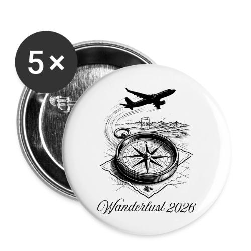Wanderlust 2026 T-Shirt | Minimalist Travel Plane - Buttons small 1'' (5-pack)