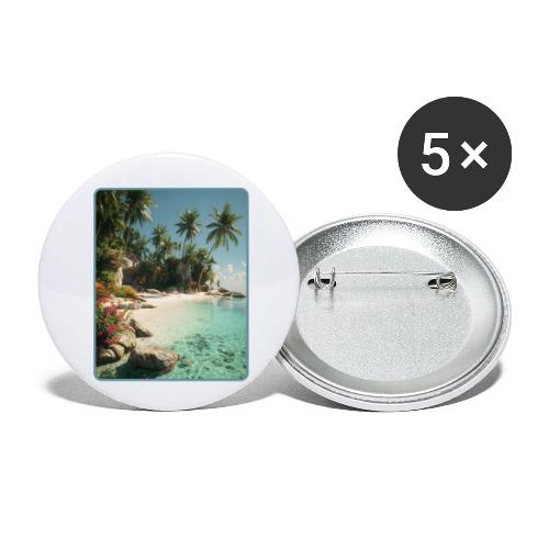 Serene Tropical Beach Floral Design - Buttons small 1'' (5-pack)