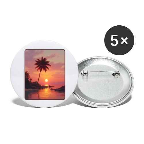 Tropical Beach Sunset Palm Design - Buttons small 1'' (5-pack)