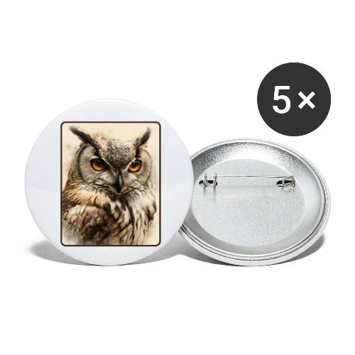 Great Horned Owl Watercolor Design - Buttons small 1'' (5-pack)