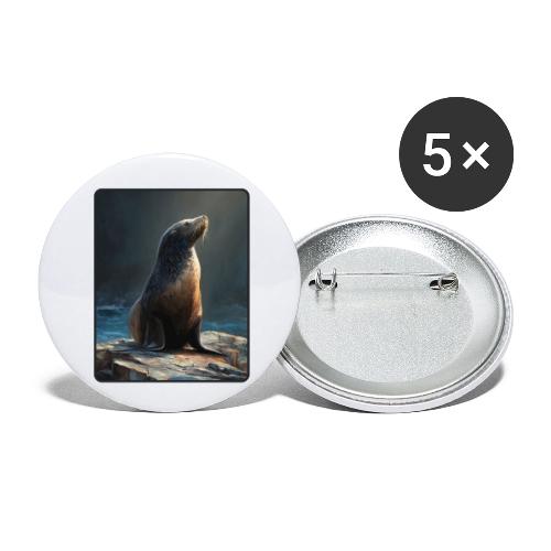 Fur Seal Artistic Shore Portrait Design - Buttons small 1'' (5-pack)