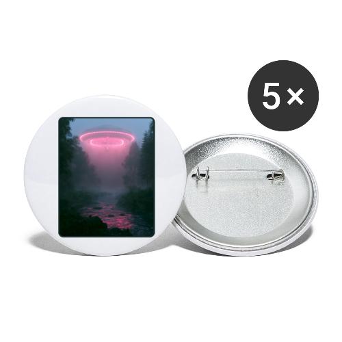 Neon UFO Forest River Design - Buttons small 1'' (5-pack)