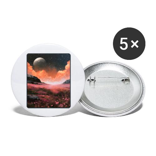 Moonlit Fantasy Flower Landscape - Buttons small 1'' (5-pack)