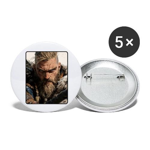 Fierce Viking Warrior Portrait - Buttons small 1'' (5-pack)