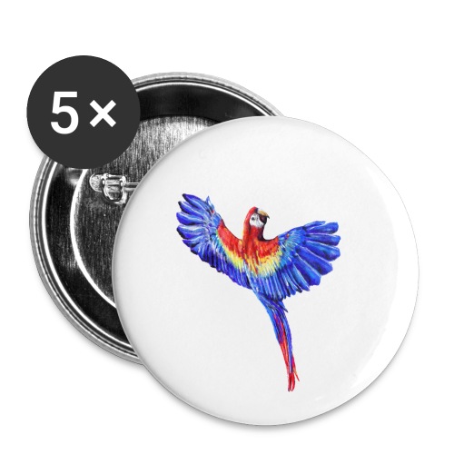 Scarlet macaw parrot - Buttons small 1'' (5-pack)