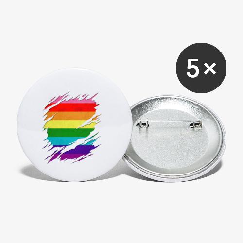 Original Gilbert Baker LGBT Gay Pride Flag Ripped - Buttons small 1'' (5-pack)