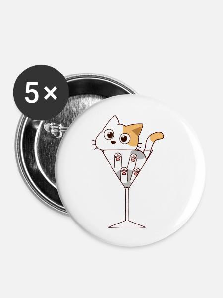 cat drink - Buttons small 1'' (5-pack) - white